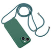 For iPhone 15 Crossbody Lanyard Liquid Silicone Case(Emerald Green)
