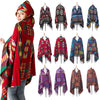 Autumn And Winter Horn Buckle Ethnic Style Hooded Cloak Shawl Bohemian Hooded Shawl, Size:135-175cm(B Style Brown)