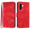 For Samsung Galaxy A36 5G Line Pattern Skin Feel Leather Phone Case(Red)