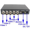4-Channel VGA Quad Splitter Switcher, Black
