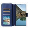 For Samsung Galaxy S24 Ultra 5G Nine-card Slots Zipper Wallet Bag Leather Phone Case(Blue)