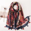 180 X 85cm  Women Cotton And Linen Scarf Retro Splicing Bohemian Printed Silk Shawl SL1906-022