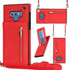 For Samsung Galaxy Note9 Cross-body Zipper Square TPU+PU Back Cover Case with Holder & Card Slots & Wallet & Strap(Red)