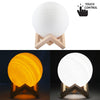 15cm Touch Control 3D Print Jupiter Lamp, USB Charging 2-Color Changing Energy-saving LED Night Light with Wooden Holder Base