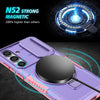 For Samsung Galaxy S24 FE 5G Sliding Camshield MagSafe Holder TPU Hybrid PC Phone Case(Pink Purple)