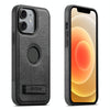 For iPhone 12 Suteni G2 Holder Denim Leather Back MagSafe Phone Case(Black)