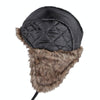 Autumn Winter Imitation Leather Outdoor Ride Hat Ear Protection Pilot Hat, Size: XL About 58-60cm(Black)