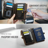 CaseMe-Me60 Multi-functional Anti-theft Swipe Passport Wallet(Brown)