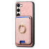 For Samsung Galaxy S23 FE 5G Retro Cross Leather Ring Vertical Insert Card Bag MagSafe Phone Case(Pink)