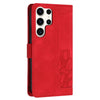 For Samsung Galaxy S25 Ultra 5G Tulips Embossed Leather Phone Case with Lanyard(Red)