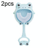 S8 2pcs Children Cartoon Animal Manual U-shaped Silicone Toothbrush for 2-12 Years Old(Blue Frog)