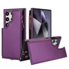 For Samsung Galaxy S24 Ultra 5G Double Flap Zipper RFID Leather Phone Case with Short Lanyard(Dark Purple)