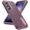 For Samsung Galaxy S24 / S25 5G Rugged PC Hybrid Silicone Phone Case with Holder(Purple+Pink)