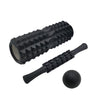 3pcs/set Crescent Hollow Foam Roller Yoga Column Set Fitness Muscle Relaxation Massager Set(45cm Black)
