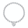 S925 Sterling Silver Heart-shaped Punk Beads Women Bracelet Jewelry, Size:17cm