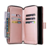 For Samsung Galaxy S25 Ultra 5G 9-Card Slots Zipper Wallet Bag Leather Phone Case(Rose Gold)
