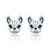 S925 Sterling Silver Animal Earrings Bulldog Plain Silver Earrings