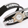Small Dial Diamond-plated Winding Bracelet Quartz Watch(WHITE)