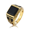 Europe and America Style Punk Gothic Retro Black Onyx Gemstone Men Titanium Steel Ring, US Size: 8, Diameter: 18.2mm, Perimeter: 57mm(Gold)