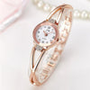 2 PCS Steel Belt Diamond Mirror Digital Scale Quartz Watch Bracelet Watch for Women(rose gold)