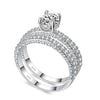 Double Row For Women Fashion Cubic Zirconia Wedding Engagement ring, Ring Size:8(Round White Gold)