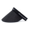 Straw Empty Top Peaked Cap For Ladies, Size: M (56-58cm)(Black+Black)