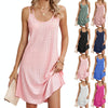 Women Summer Round Neck Halter Loose Sleeveless Dress, Size: S(green)