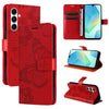 For Samsung Galaxy A26 5G Global 3D Butterfly Embossed Pattern Flip Leather Phone Case(Red)