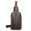 1313 Men Fashion Cowhide Crocodile Texture One-Shoulder Crossbody Chest Bag(Crocodile Head)