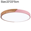 Wood Macaron LED Round Ceiling Lamp, White Light, Size:23cm(Pink)