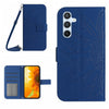 For Samsung Galaxy A26 5G Skin Feel Sun Flower Embossed Flip Leather Phone Case with Lanyard(Dark Blue)