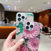 For iPhone 13 mini Gold Foil Oil Painting Epoxy TPU Phone Case(Blue Purple flowers1)