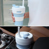 350ML Folding Portable Silicone Telescopic Drinking Coffee Cup Multi-function Silica Cup Travel(White Red)