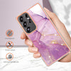 For Samsung Galaxy S25 Ultra 5G Electroplating Marble Pattern Dual-side IMD TPU Shockproof Phone Case(Purple 001)