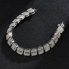 NL075H Street Hip Hop Square Rock Candy Necklace Bracelet, Size: 18cm (Silver)