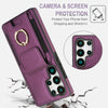 For Samsung Galaxy S25 Ultra 5G Elastic Card Bag Ring Holder Phone Case(Purple)