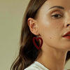 S925 Sterling Silver Velvet Burgundy Love Heart Earrings