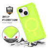 For iPhone 14 Shockproof MagSafe Armor PC Hybrid TPU Phone Case(Fluorescent Green+Gray)