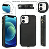For iPhone 12 mini Double Flap Zipper RFID Leather Phone Case with Short Lanyard(Black)