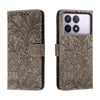 For Xiaomi Redmi K70 Lace Flower Embossing Flip Leather Phone Case(Grey)