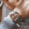 OCHSTIN 6123B Multifunctional Quartz Waterproof Luminous Steel Strap Men Watch(Silver Coffee)