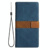 For iPhone 11 Pro Max Grid Stitching Leather Phone Case with Lanyard(Blue)