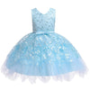 Girls Irregular Embroidered Beaded Bow-knot Tutu Sleeveless Dress Show Dress, Appropriate Height:110cm(Sky Blue)