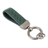 Car Metal + Braided Leather Key Ring Keychain (Dark Green)