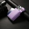 For iPhone 11 Pro Three Fold Card Bag Phone Case with Long Lanyard(Purple)