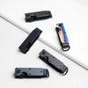 Compact Key Organizer Metal Key Chain Can Hold 2-6 Keys Blue Forged Carbon