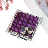Hand-made Diamond Mini Folding Cosmetic Mirror Portable Mirror Double-side Gem Bow(Purple)