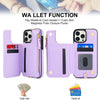 For iPhone 15 Pro Max Double Flap Zipper RFID Leather Phone Case with Short Lanyard(Light Purple)