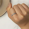 SCR943-6 S925 Sterling Silver Personalized Black White Diamond Texture Ring Hand Decoration