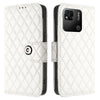 For Redmi 10A / 9C Rhombic Texture Flip Leather Phone Case with Lanyard(White)